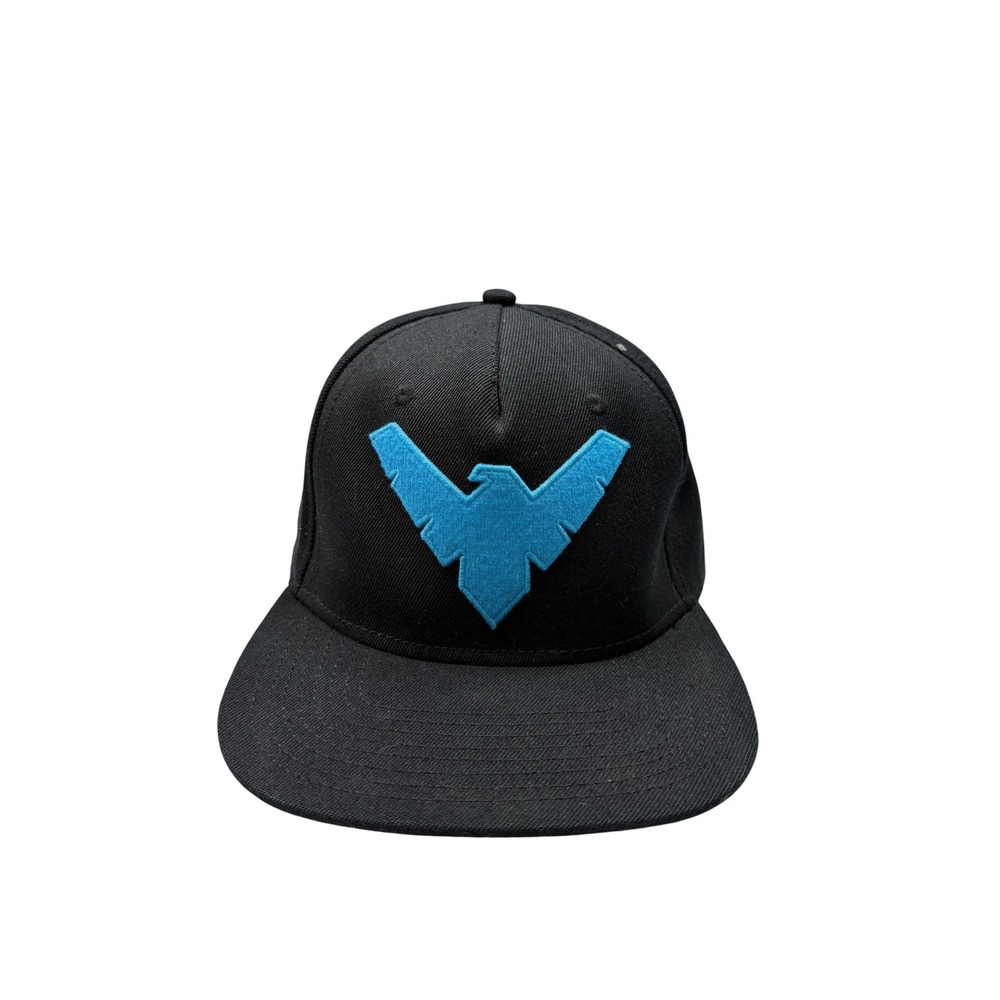 DC Comics Nightwing Snapback Hat Mens Black Blue Logo Flat Brim OSFM